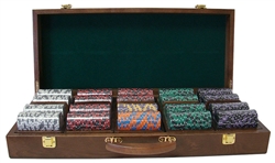 500 Ace King Suited Poker Chip Set with Walnut Case