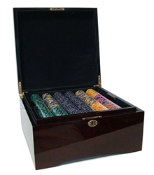 750 Ace King Suited Poker Chip Set with Mahogany Case