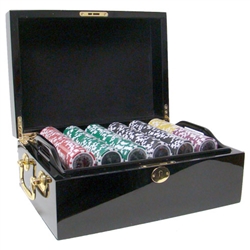 500 Ben Franklin Poker Chip Set with Black Mahogany Case