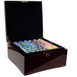 750 Ben Franklin Poker Chip Set with Mahogany Case