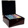 750 Black Diamond Poker Chip Set with Mahogany Case