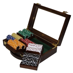 300 Coin Inlay Poker Chip Set with Walnut Case