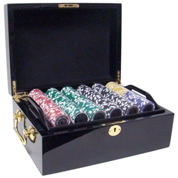 500 Hi Roller Poker Chip Set with Black Mahogany Case