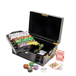 500 King's Casino Poker Chip Set with Black Mahogany Case