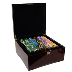 750 King's Casino Poker Chip Set with Mahogany Case