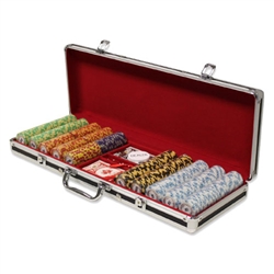 500 Monte Carlo Poker Chip Set with Black Aluminum Case