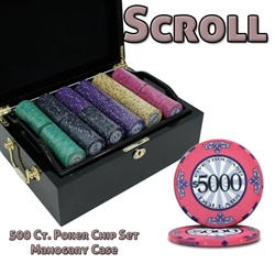 500 Scroll Poker Chip Set with Black Mahogany Case