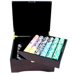 750 Tournament Pro Poker Chip Set with Mahogany Case