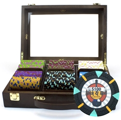 300 'Rock & Roll' Poker Chip Set with Walnut Case