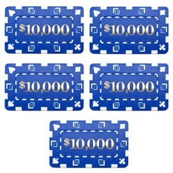 5 Denominated Poker Plaques Blue $10,000
