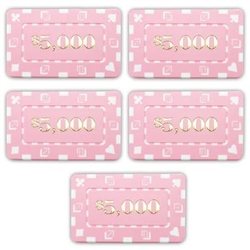 5 Denominated Poker Plaques Pink $5,000