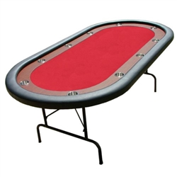 Red Felt Poker Table With Dark Wooden Race Track