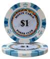 $1 Monte Carlo Poker Chips - $1
