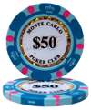 $50 Monte Carlo Poker Chips - $50