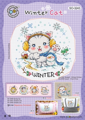SO-3243 Winter Cat Cross Stitch Chart