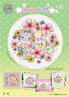 SO-3246 Flower Cats Cross Stitch Chart