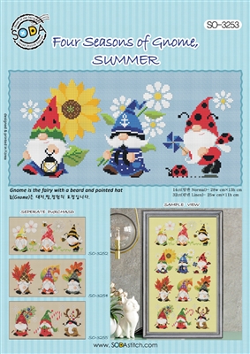 SO-3253 Four Seasons of Gnome,SUMMER Cross Stitch Chart