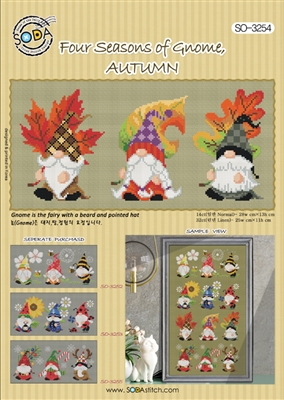 SO-3254 Four Seasons of Gnome,AUTUMN Cross Stitch Chart