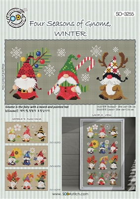 SO-3255 Four Seasons of Gnome,WINTER Cross Stitch Chart