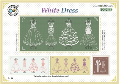 SO-G113 White Dress Cross Stitch Chart