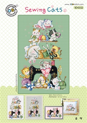 SO-G122 Sewing Cats Cross Stitch Chart