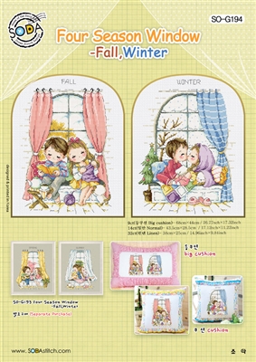 SO-G194 Four Season Window-Fall Winter Cross Stitch Chart