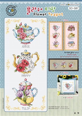 SO-G87 Flower Teapot Cross Stitch Chart