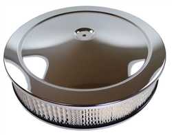 Replacement Style Chrome Air Cleaner Breather Assembly with Drop Base, 14 Inch