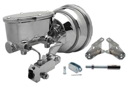 64 - 72 Chevelle & 68 - 72 Nova CHROME 8" Power Brake Booster Kit with Oval Master Cylinder & Proportioning Valve Kit for Disc/Disc