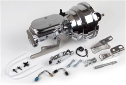 1964 - 1974 Chevelle / Nova Chrome Signature Series Brake Booster / Master Cylinder / Proportioning Valve Kit with Brackets: 8 Inch Dual Diaphragm, DISC / DISC