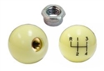Ivory Off White 4 Speed Shifter Knob Ball, 3/8-24 Inch FINE Thread