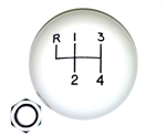 Shifter Knob Ball, White 4 Speed, 3/8 Inch FINE THREAD