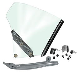 1970 - 1972 Chevelle Quarter Window Glass Assembly, Left (Clear Glass) (2 Door Hardtop) (Includes: Sash Mouldings, Seals, Channels, Window Stops, and Hardware), Each