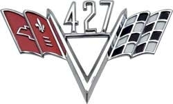 427 Custom "V" Flag Engine Size Emblem