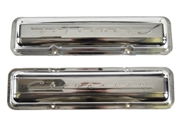 1967 Small Block Chevy Chevrolet Script Valve Covers, Chrome