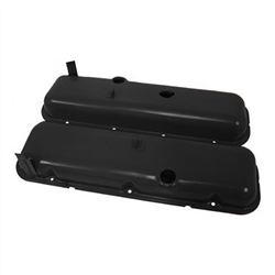 1965 - 1995 CHEVY BIG BLOCK 396, 427, & 454 BLACK STEEL OE STYLE VALVE COVER SET WITH DRIPPERS, SHORT