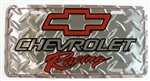 License Plate, Chevrolet Racing with Red Bow Tie Logo and Diamond Plating