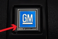 Seat Belt Buckle Push Button Insert Decal, GM Mark of Excellence, Each