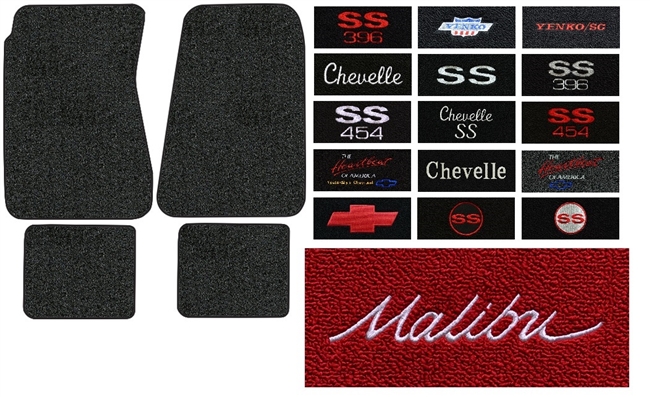 Image of a 1968 - 1972 Chevelle Custom Embroidered Carpeted Floor Mats Set with Choice of Logos and Colors, 4 Piece