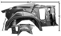 1970 - 1972 Chevelle Inner Rear Quarter Panel and Wheel House Assembly, Right(Convertible), Each