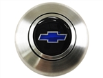 Custom Blue Bowtie Horn Cap for Wood or Comfort Grip Steering Wheel, Choose Brushed or Black Finish