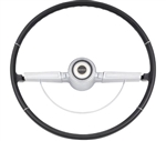 1966 Chevelle Steering Wheel Kit, Deluxe, Chrome 2-Spoke Shroud, Black