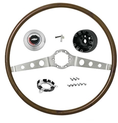 1966 Chevelle Steering Wheel, 2 Spoke Woodgrain Wheel, Kit
