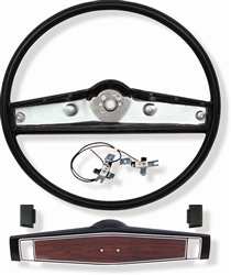 1969 - 1970 Nova Steering Wheel Kit, Black (With Cherrywood Shroud), Kit