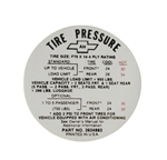 1968 Chevelle Glove Box Tire Pressure Decal, SS Models, 3934883