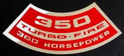Air Cleaner Decal, 350 Turbo Fire with 360 Horsepower