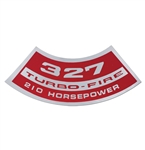 Air Cleaner Decal, 327 Turbo Fire 210 Horsepower