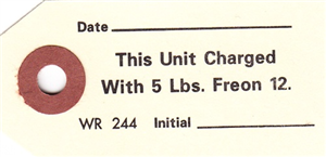 1964 - 1972 Chevelle and Nova  Air Conditioning Compressor Freon Charged Tag