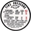 1972 Chevelle Tire Pressure Decal, GK, 3990521