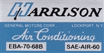 1968 Chevelle or Nova Air Conditioning Evaporator Box, Harrison Decal